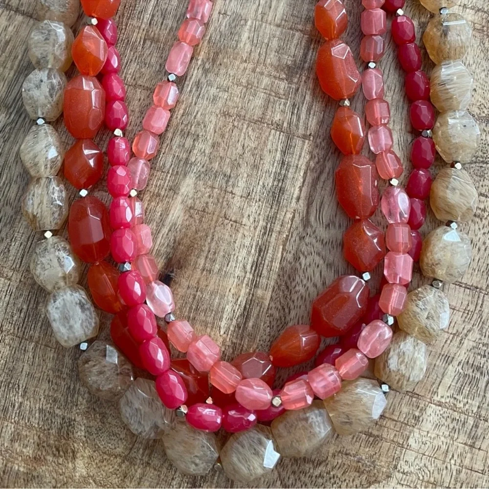 Lucky Brand Pink and Orange Beaded Necklace - Picture 1 of 2
